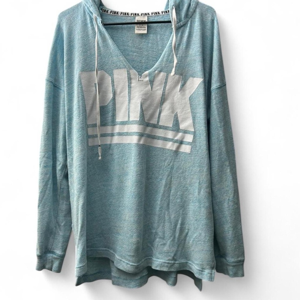 PINK Victoria's Secret Light Blue Logo Top